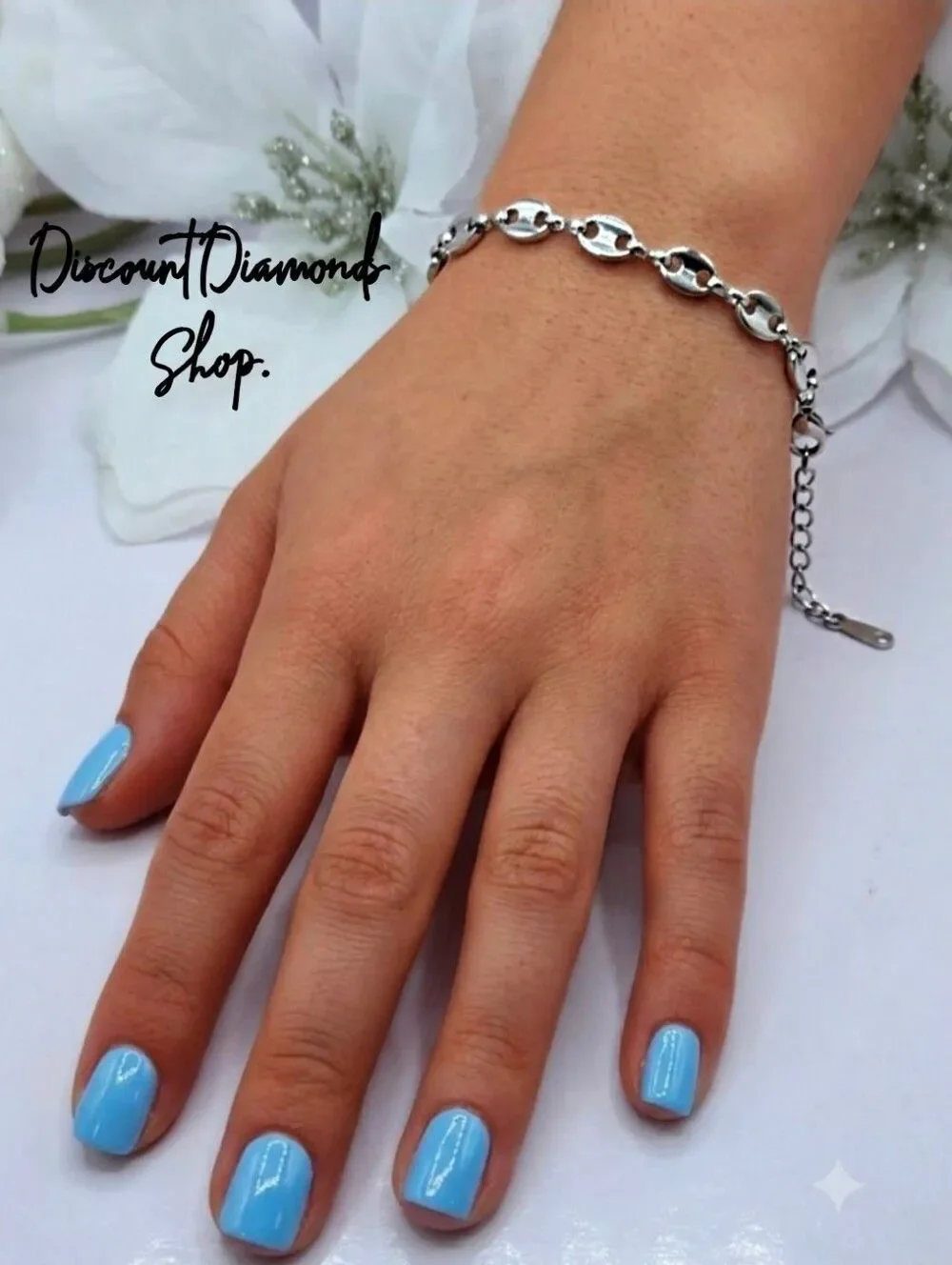 18K White Gold Titanium Coffee Bean Bracelet